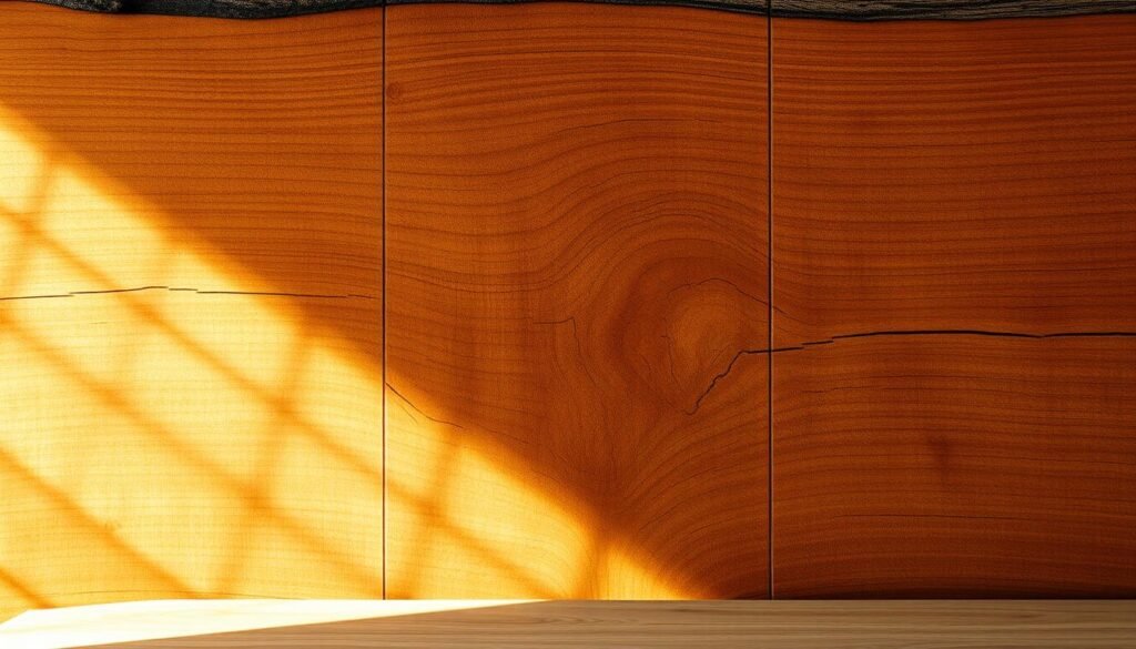 A well-worn teak wood slab, its rich grain and weathered patina capturing the essence of nature's craftsmanship. Beams of warm, diffused light cascade across the surface, highlighting the intricate textures and subtle imperfections that lend the material its unique character. In the foreground, a sleek, minimalist design frames the wood, showcasing its natural beauty without distracting from its inherent charm. The overall scene emanates a sense of understated elegance, inviting the viewer to appreciate the profound value that can be unlocked from even the most humble of raw materials.